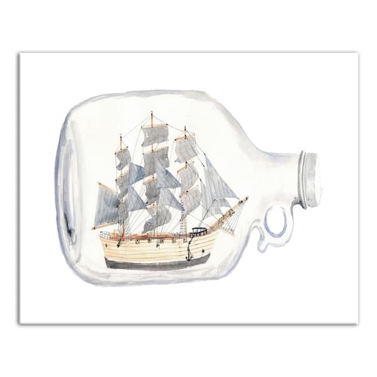 Boat In A Bottle 20" x 16" Canvas Wall Art